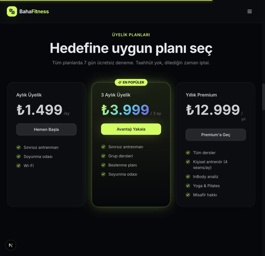 Fitness membership plans