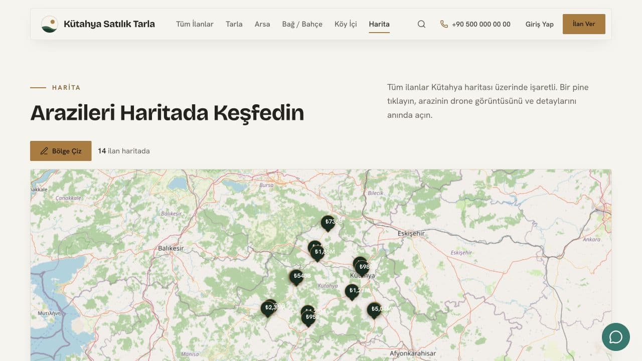 Land discovery on the map