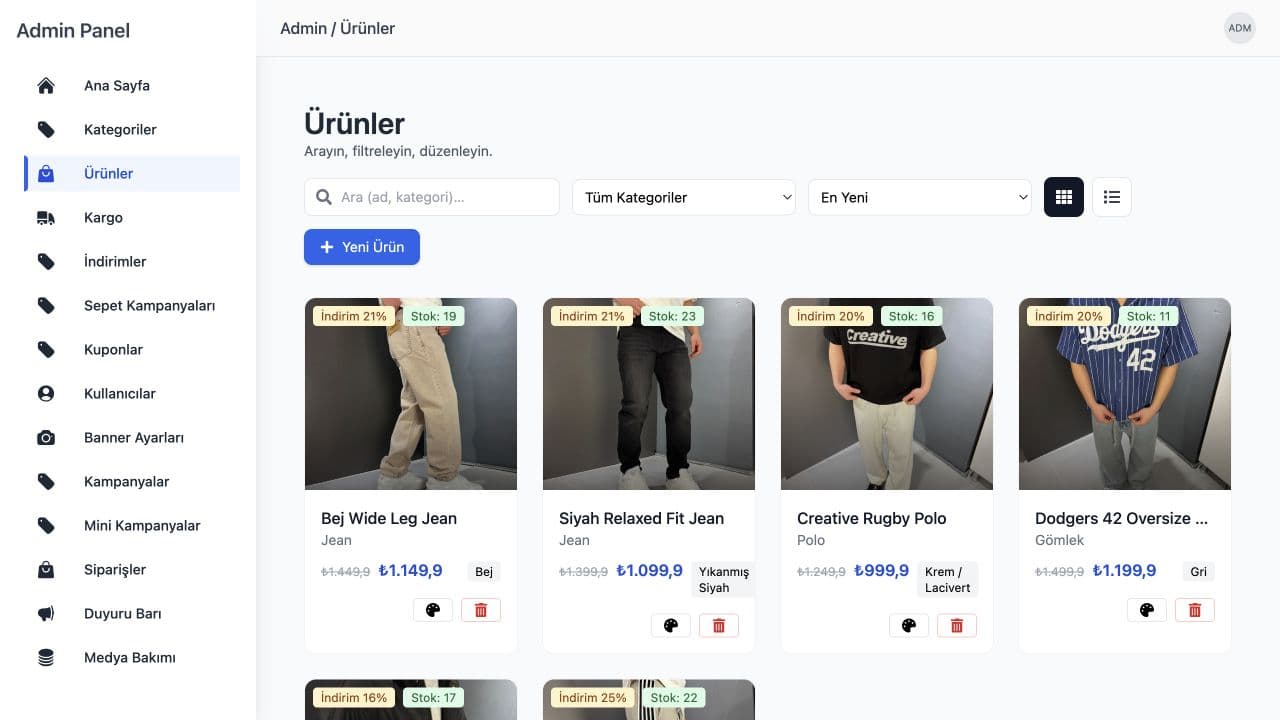 OldSocks ürün yönetim paneli